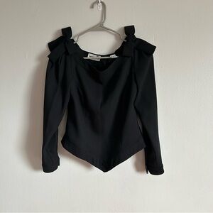 Nippon Petites Balletcore Bow Embellished Lined Top, Black, Size: 4 Petite